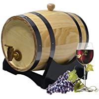Hogar y Mas Cuba de Madera 5L con Soporte- Dispensador de Bebidas. Barril Vino ø 18x27 cm